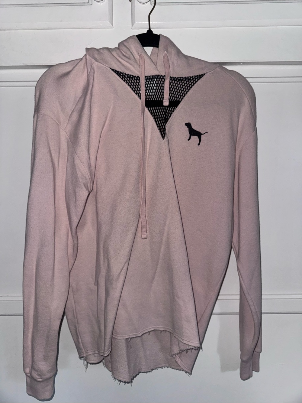 PINK Victoria's Secret Light Pink Hooded Pullover with Dog Logo